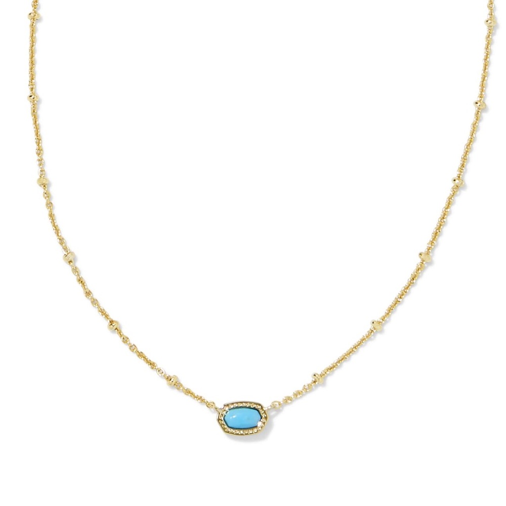 Kendra Scott Mini Elisa Gold Satellite Short Pendant Necklace in Turquoise